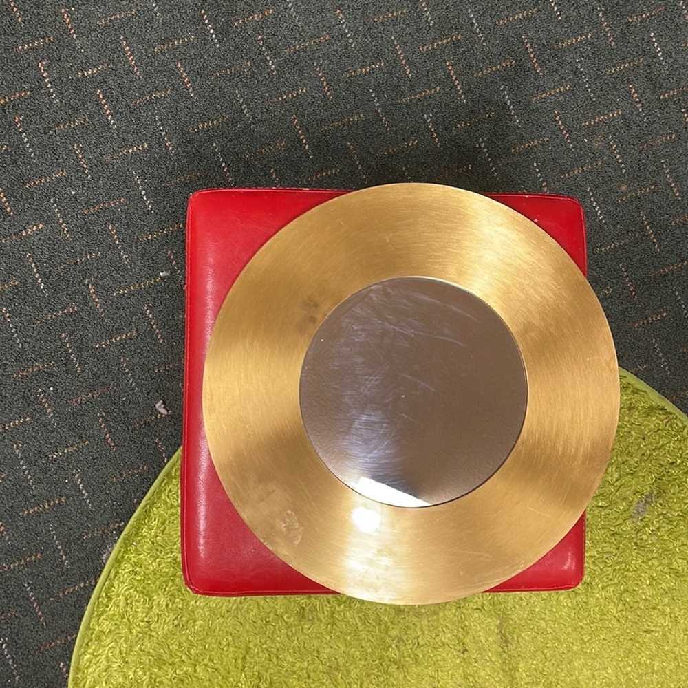 Round Italian vintage gold leaf mirror